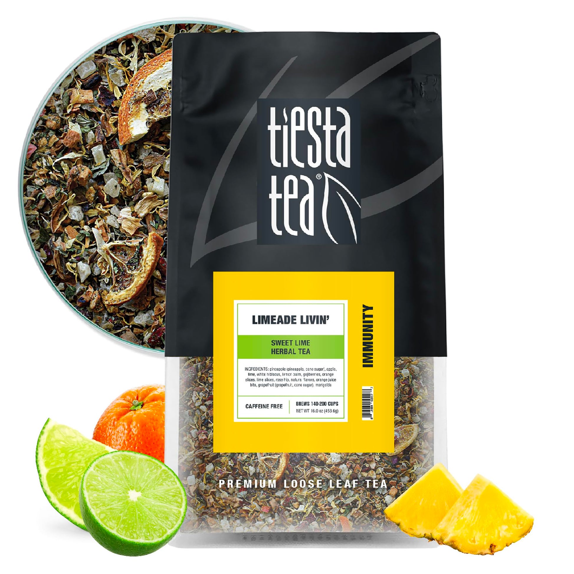 Tiesta Tea Loose Leaf Sweet Lime Herbal Tea - Non-Caffeinated, Bulk Bag for 200 Cups, Model 34141