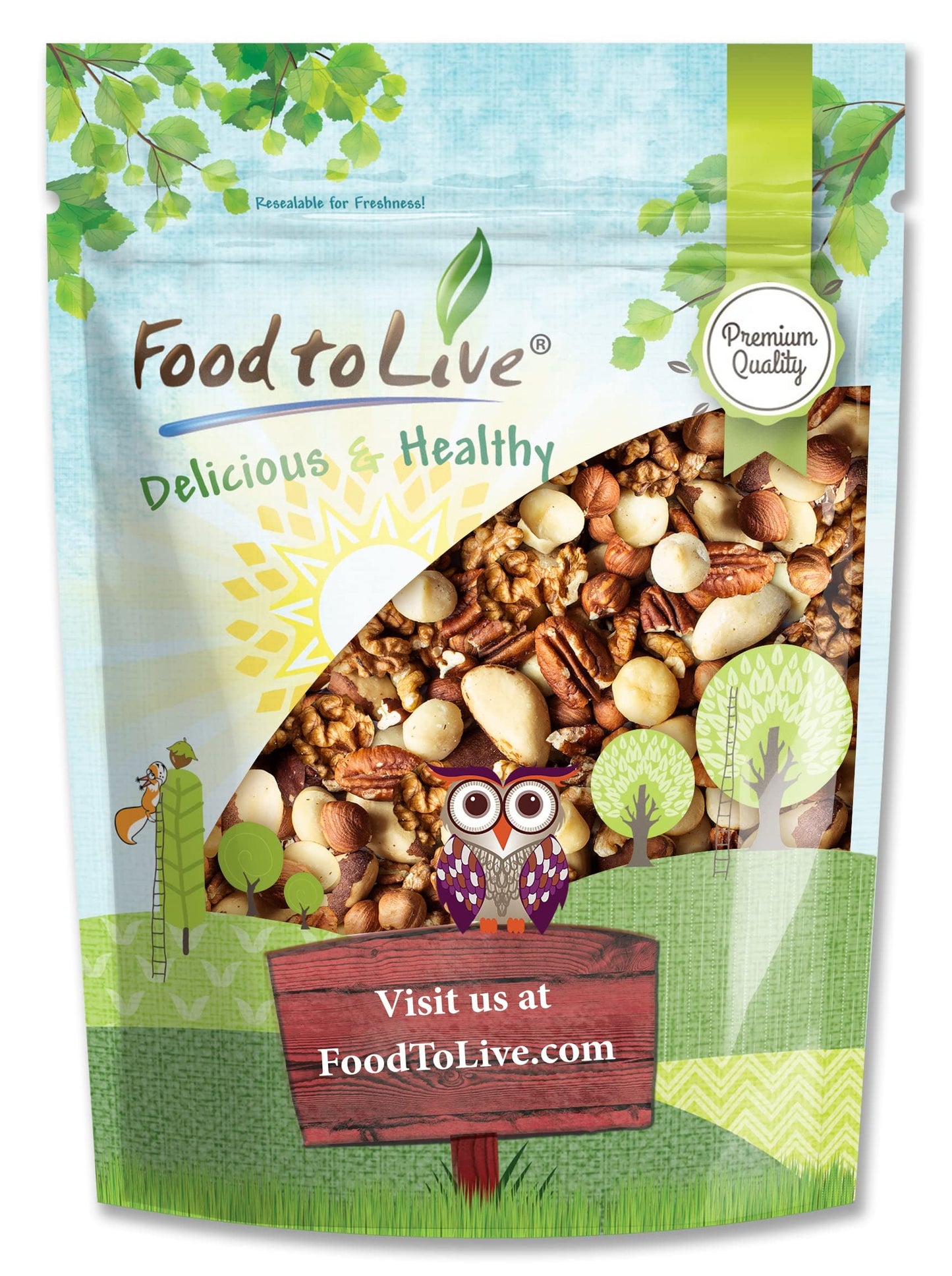 Food to Live Keto Nuts Mix, 1 Pound - Keto Snack Contains Raw Brazil Nuts, Pecans, Walnuts, Hazelnuts and Macadamia Nuts, Low Ca