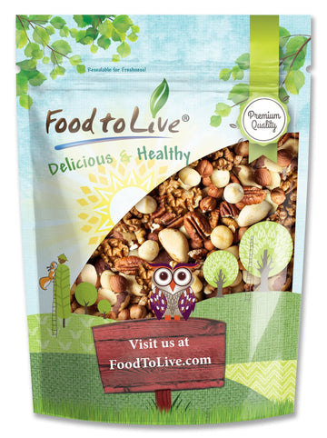 Food to Live Keto Nuts Mix, 2 Pounds - Keto Snack Contains Raw Brazil Nuts, Pecans, Walnuts, Hazelnuts and Macadamia Nuts, Low C