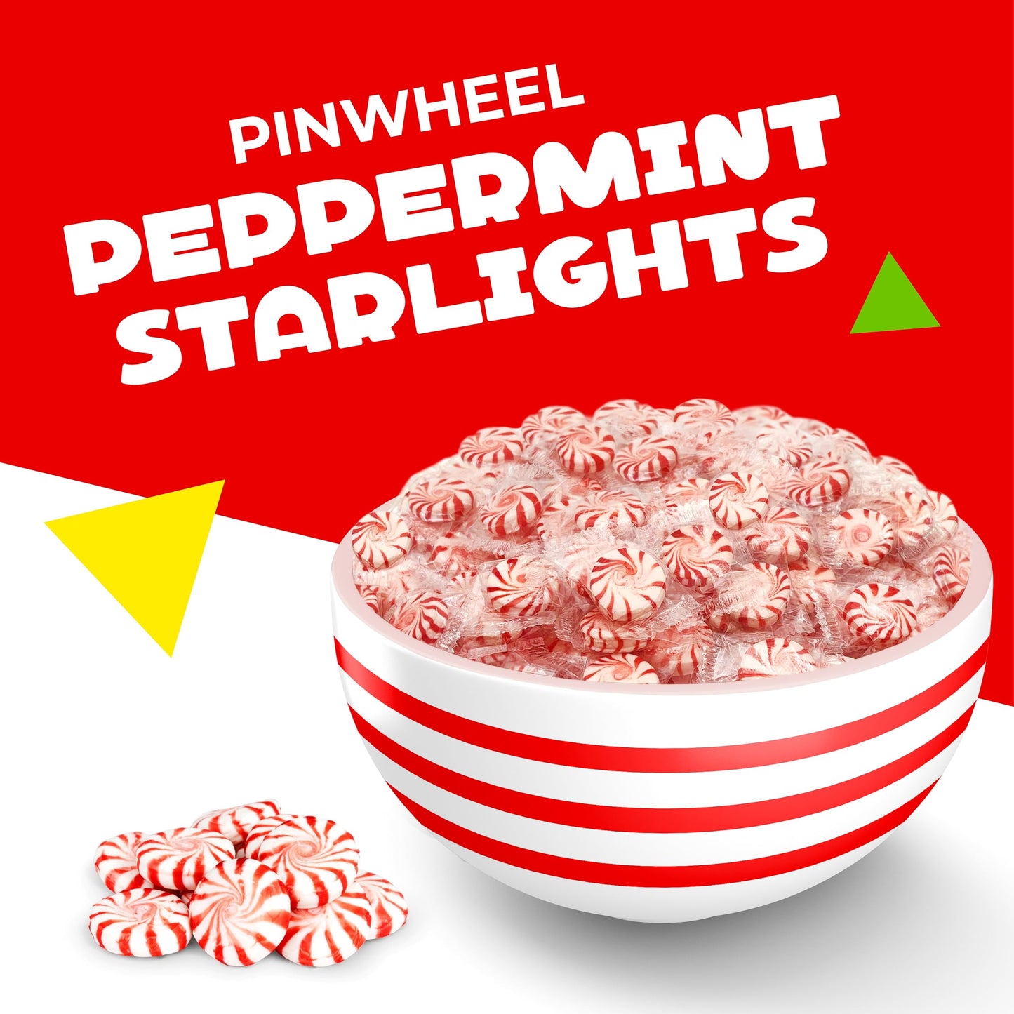 Peppermint Pinwheel Starlight Mints Hard Candy (1 Pound Bag - Approx. 90 Count)