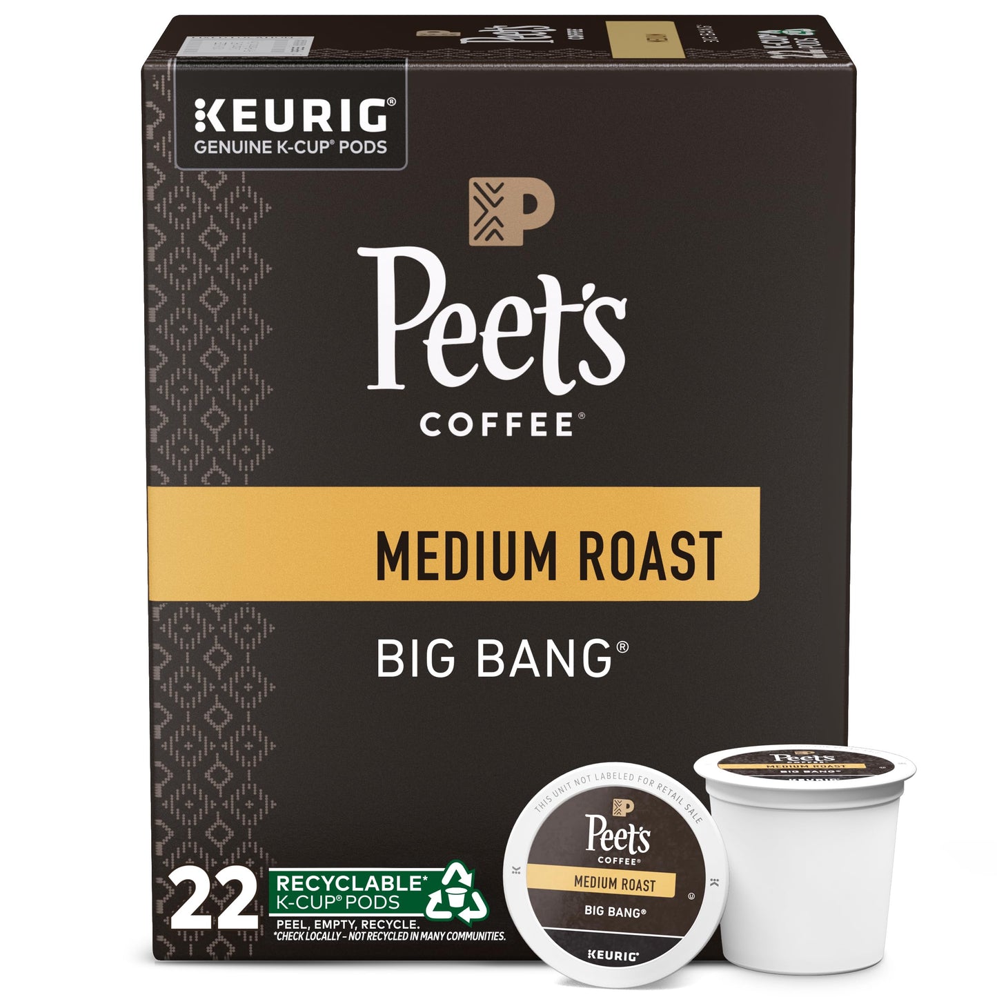 Peets Coffee K-Cup Pods for Keurig, Medium Roast, Big Bang, 22 Count (Pack of 1)