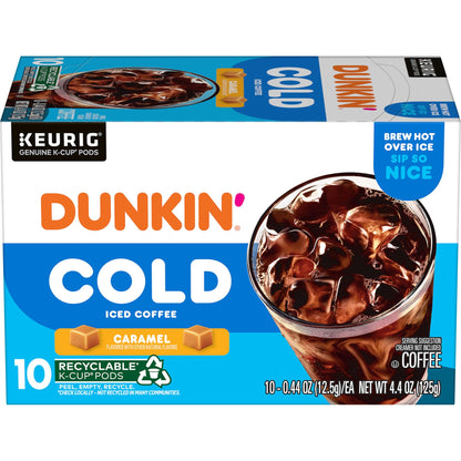Dunkin Cold Caramel Flavored Coffee, 10 Keurig K-Cup Pods