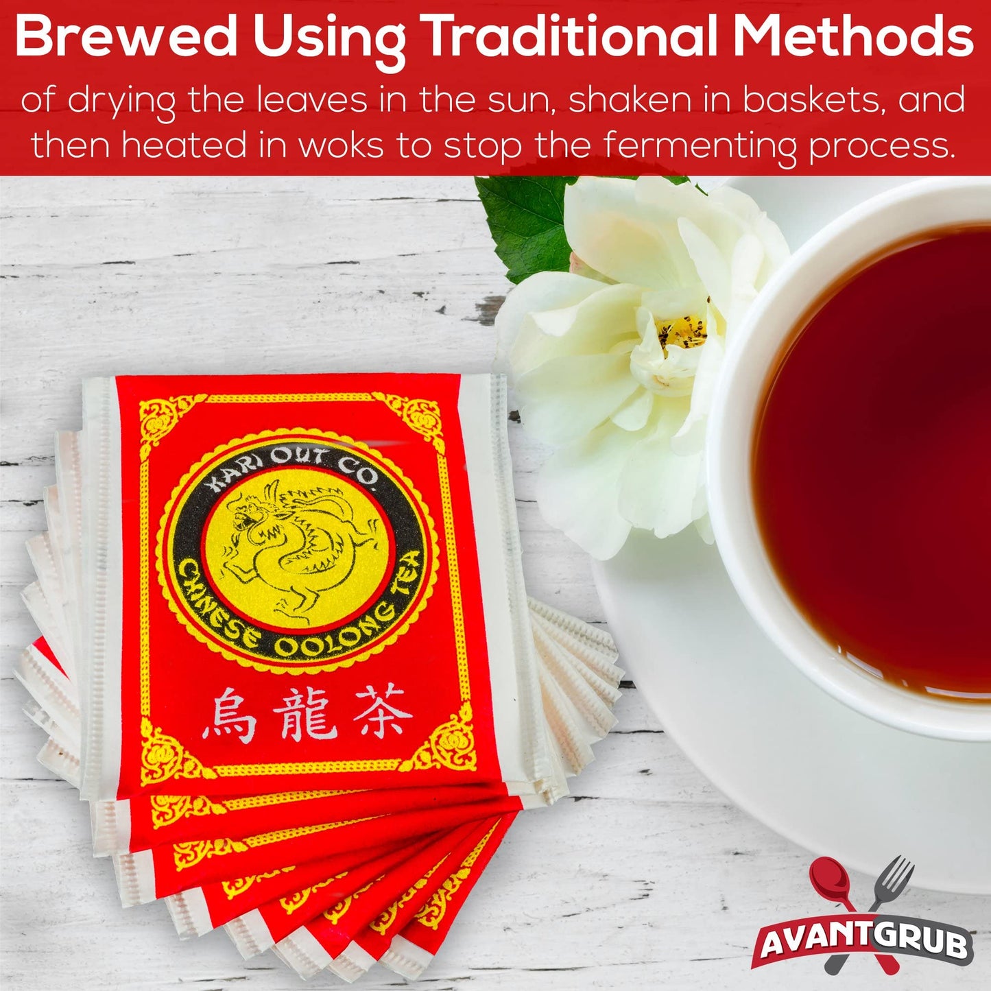 Avant Grub Oolong Tea Bags, Premium Chinese Tea Sachets, 9.3 Ounce (Pack of 150), Caffeinated Hot/Iced Drinks, Green/Black Tea