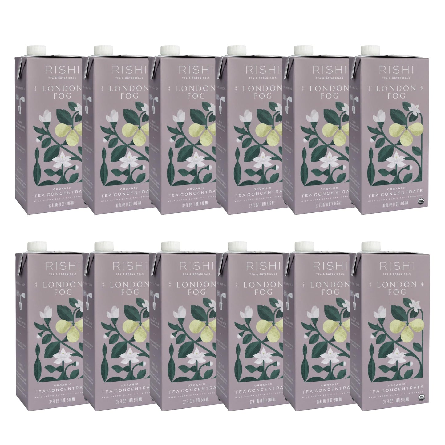 Rishi Tea London Fog Latte, Organic Black Tea Concentrate, 32 Fl Oz (Pack of 12)