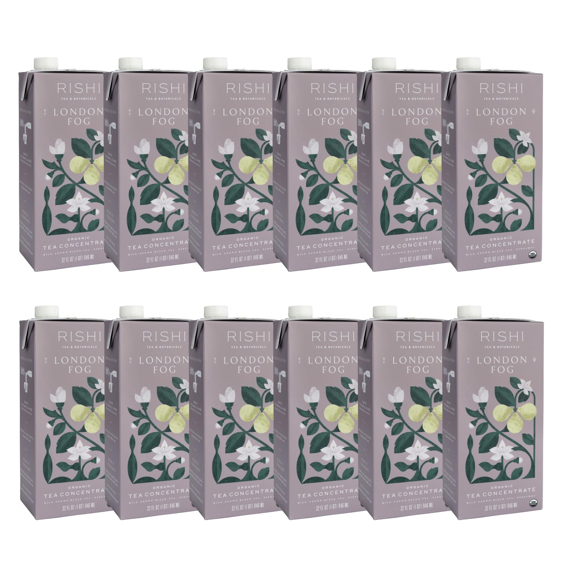 Rishi Tea London Fog Latte, Organic Black Tea Concentrate, 32 Fl Oz (Pack of 12)