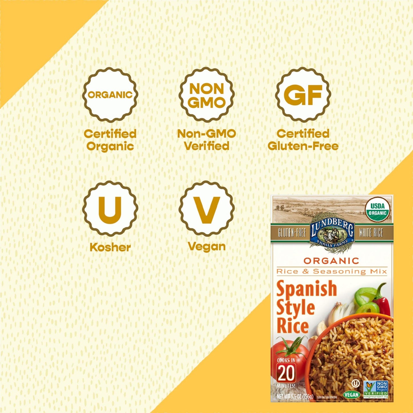 Lundberg Organic Spanish Rice Pilaf, 5.5 Oz (Pack Of 6), Gluten-Free, Vegan, 20 Minute Cook Time