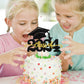YCTHUNFISH Graduation Cake Topper, Class of 2025, Black Gold, Small Size, Glitter Congrats Grad Cap Decoration