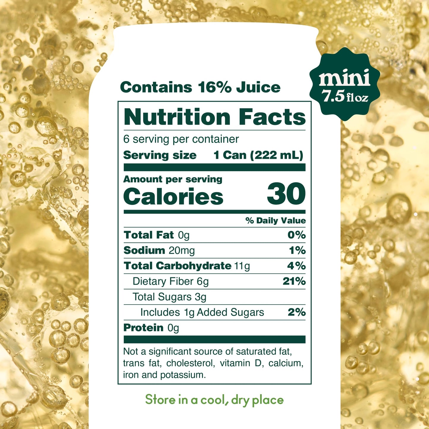 OLIPOP Minis Prebiotic Soda Pop  Ginger Ale  Pantry Pack Packed with Prebiotics  Fiber  and Botanicals  Gluten Free  Vegan  GMO Free  7.5oz (6-Cans)