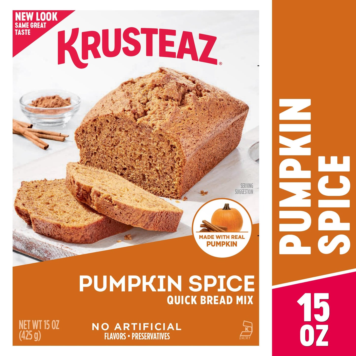 Krusteaz Baking Mix, Pumpkin Spice Quick Bread Mix, Made with Real Pumpkin & No Artificial Flavors, 15 Ounce Box (Pack of 2)