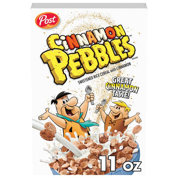 Post Cinnamon PEBBLES Breakfast Cereal for Kids, Gluten Free, Made with Sweetened Puffed Rice, 11 oz