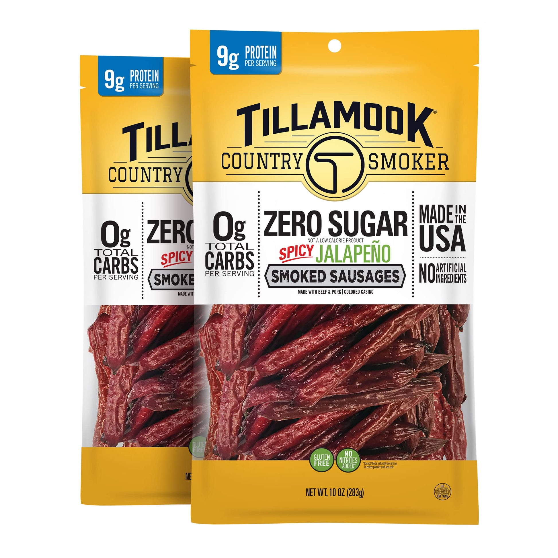 Tillamook Country Smoker Zero Sugar Spicy Jalapeo Keto Friendly Smoked Sausages  10 Ounce (Pack of 2)