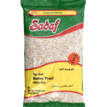 Sadaf Pearl Barley - Pearled Barley Grain For Cooking And Food Flavoring - Cebada En Grano - Kosher - 24 Oz Resealable Bag