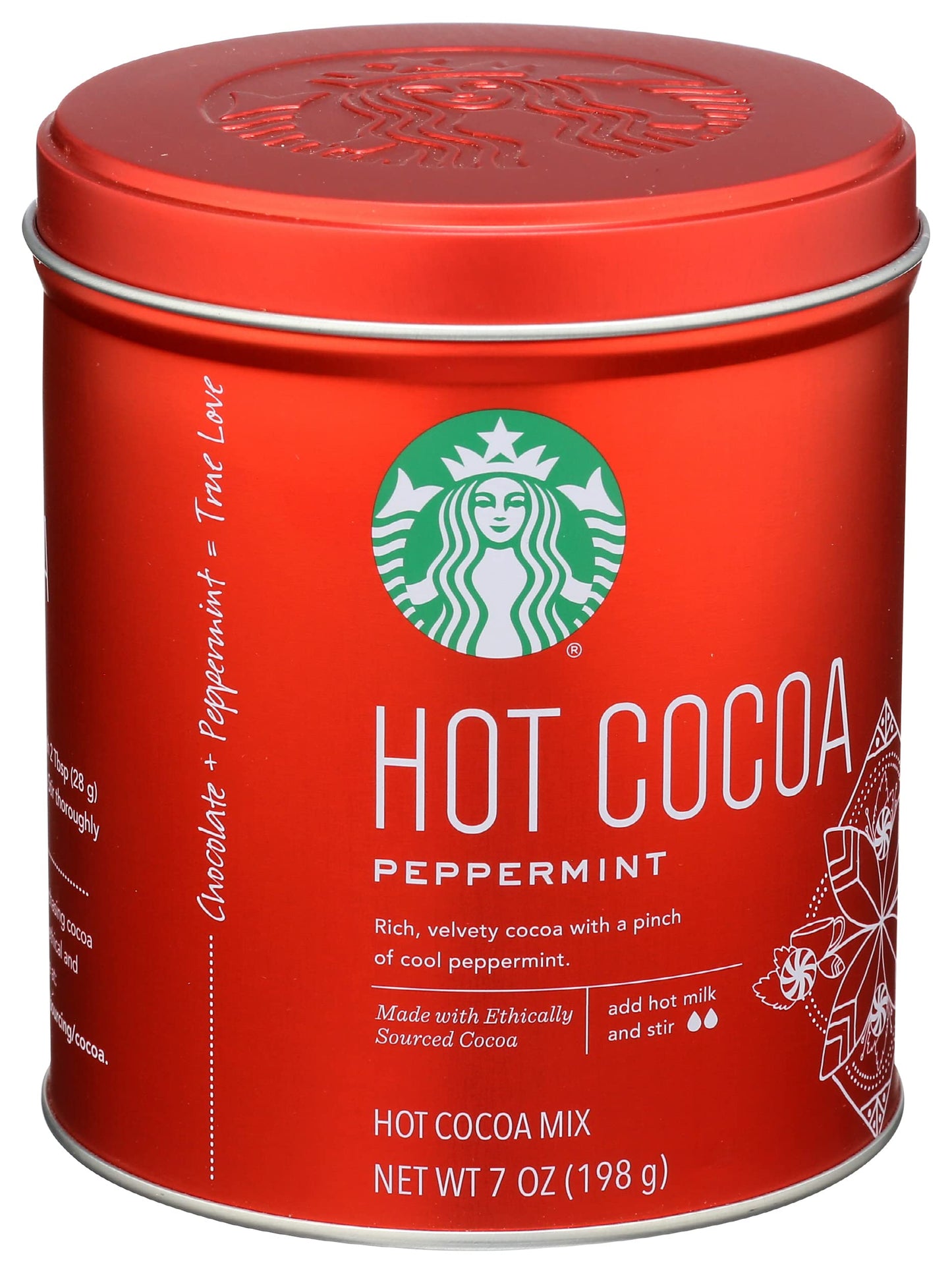 Starbucks Hot Cocoa Mix Tin, Peppermint Hot Cocoa Mix, 7-Ounce Tin (Pack Of 2)