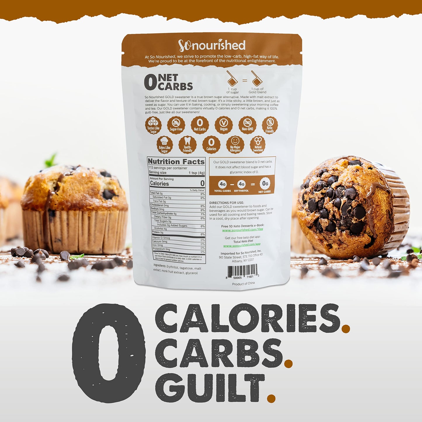 GOLD - Brown Sugar Alternative Substitute 1:1 Sugar Replacement - Monk Fruit Erythritol Sweetener for Low Carb Dieters and Diabe