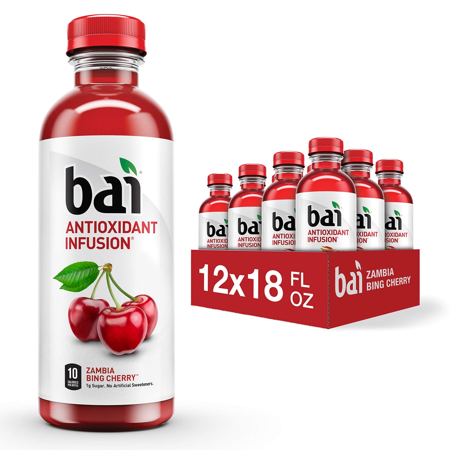 Bai Flavored Water  Zambia Bing Cherry  Antioxidant Infused Drinks  18 Fl Oz (Pack Of 12)