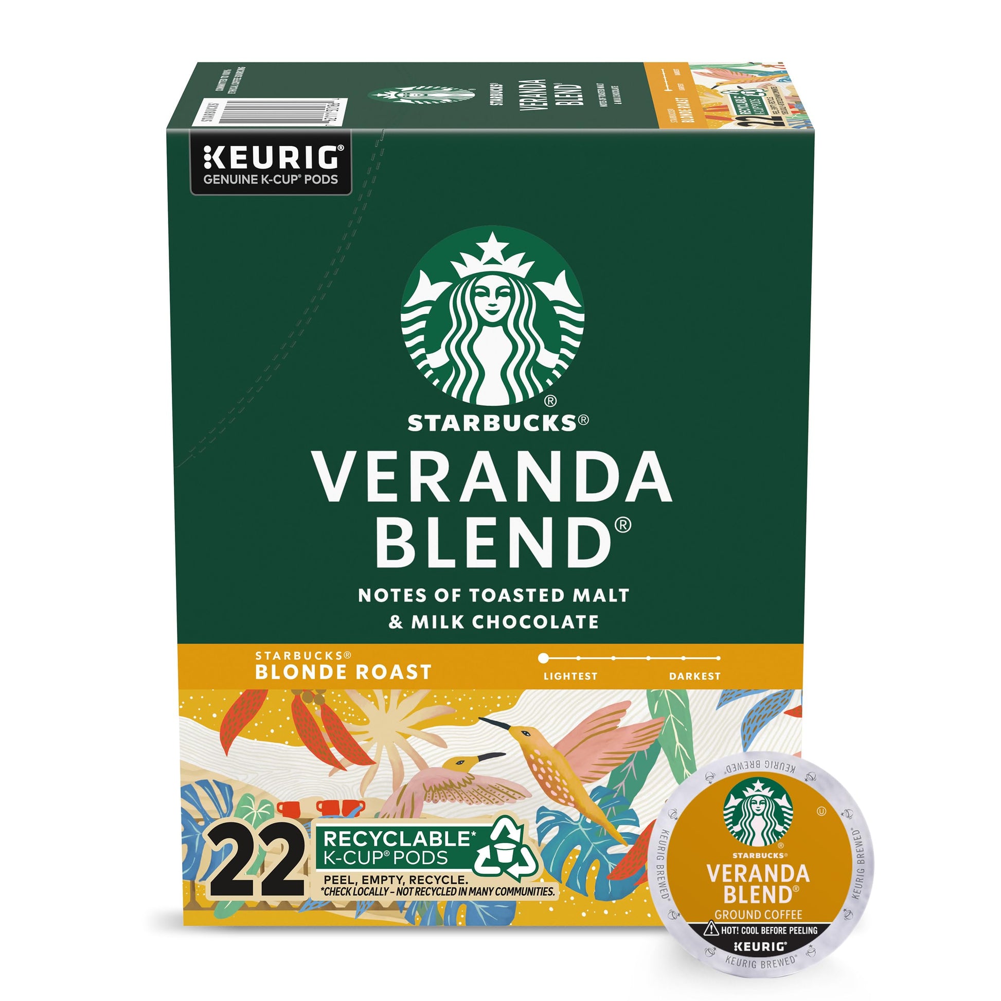 Starbucks Veranda Blend Blond Roast K-Cup Pods - 22 Count (Pack of 1)