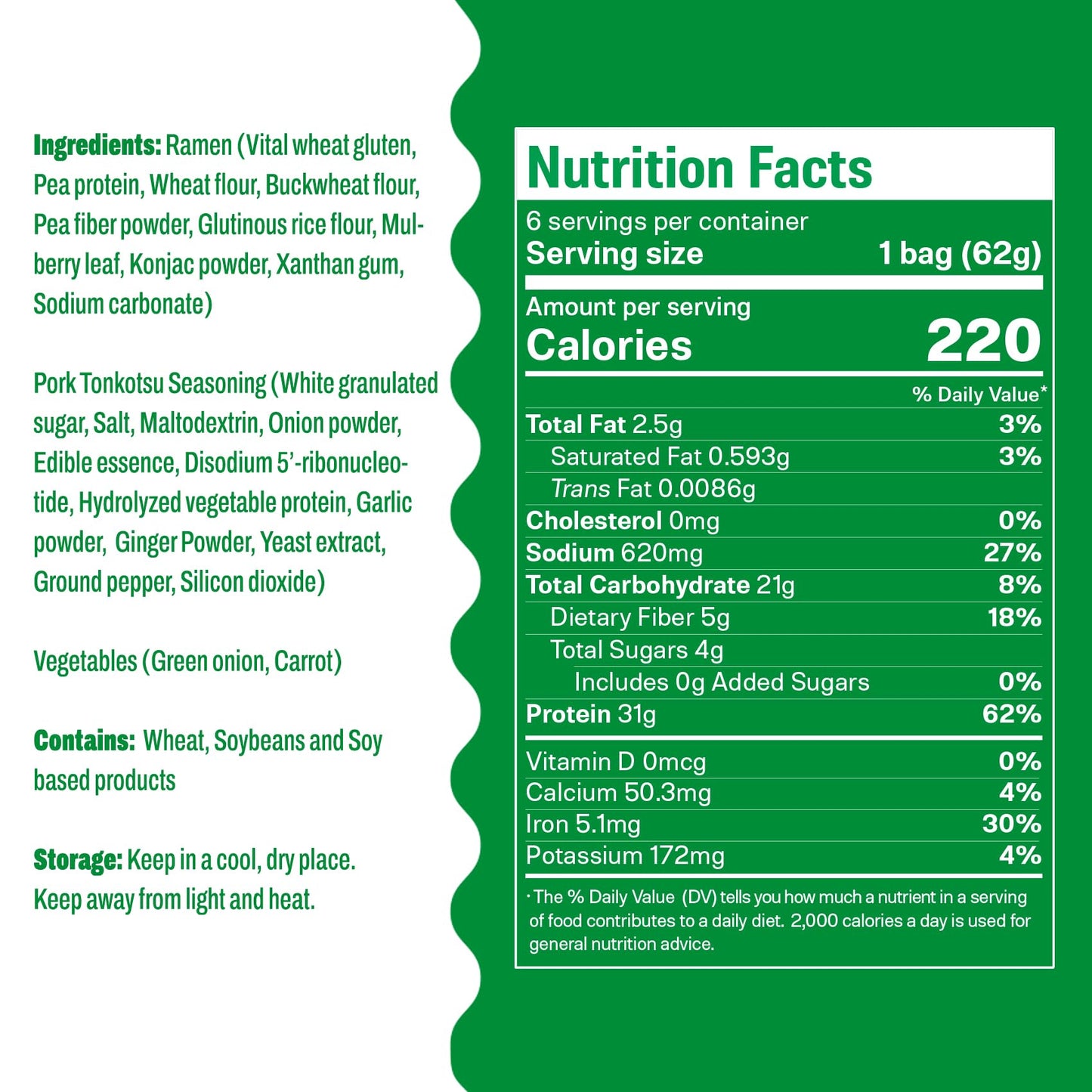 Hethstia High-Protein Ramen Soup, Tonkotsu Flavor, 6 Packs, 31g Plant-Based Protein, Vegan, Low Fat, Easy to Prepare