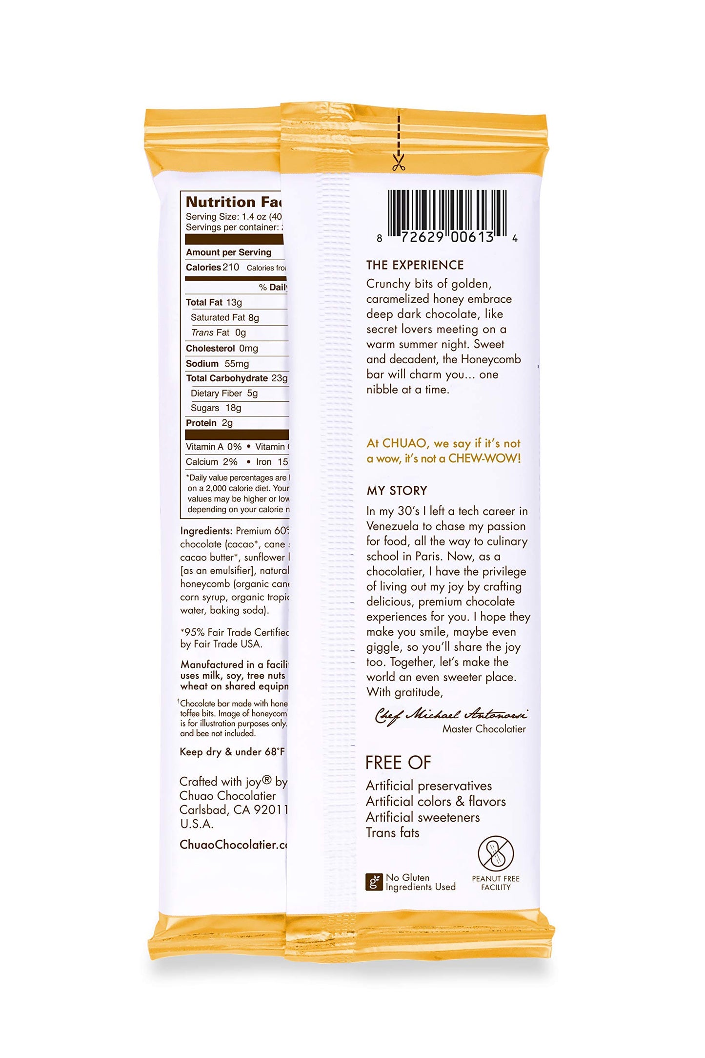 Chuao Chocolatier Honeycomb Gourmet Dark Chocolate Bars | No Preservatives | For Gift Baskets, Christmas, Birthday| 12 Ct