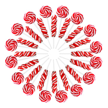 Red White Twisty & Swirl Lollipops 32pk (16 Twist & 16 Swirl), Valentine's Day Lollipops Candy Individually Wrapped Bulk - Red C