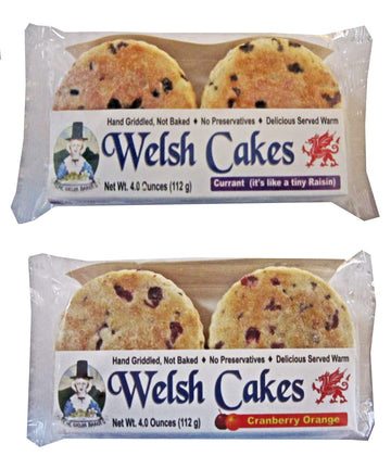 The Welsh Baker Welsh Cakes Variety Box - Currant & Cranberry Orange - 8 Total Cakes - 4 Ounce (Pack of 2)