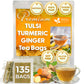 FRESHDRINKUS Premium Tulsi Turmeric Ginger Tea Bags, 100% Natural, 135 Bags, Vegan, No Caffeine, Sugar-Free
