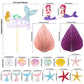 Gyufise 27Pcs Mermaid Under The Sea Cake Toppers Kit Little Resin 3D Mermaid Palm Leaves Bubble Starfish Shell Mermaid Tail Cupc