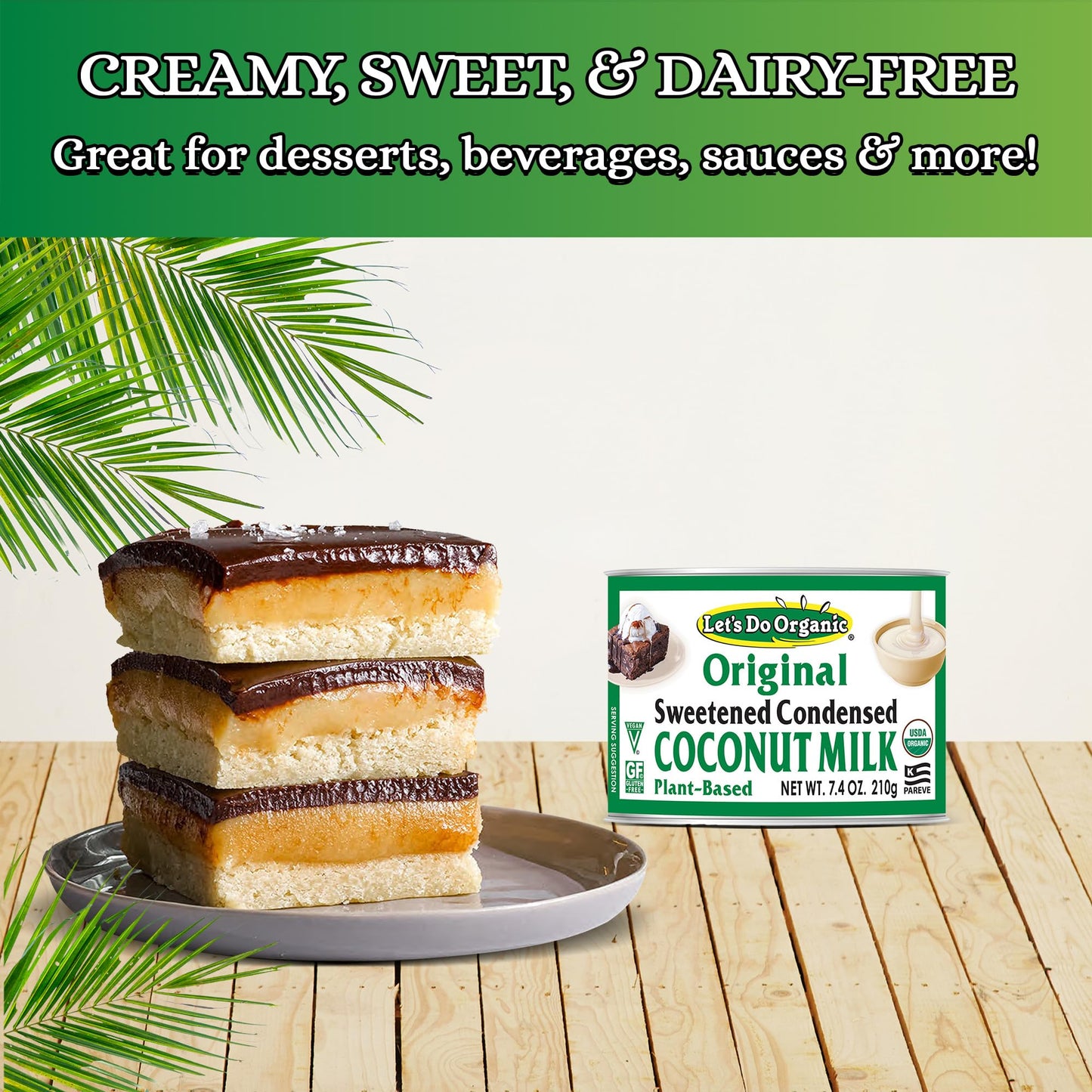 Lets Do Organic Sweetened Condensed Coconut Milk - Vegan Condensed Milk Canned, Coconut Condensed Milk Canned Sweetened - 7.4 oz