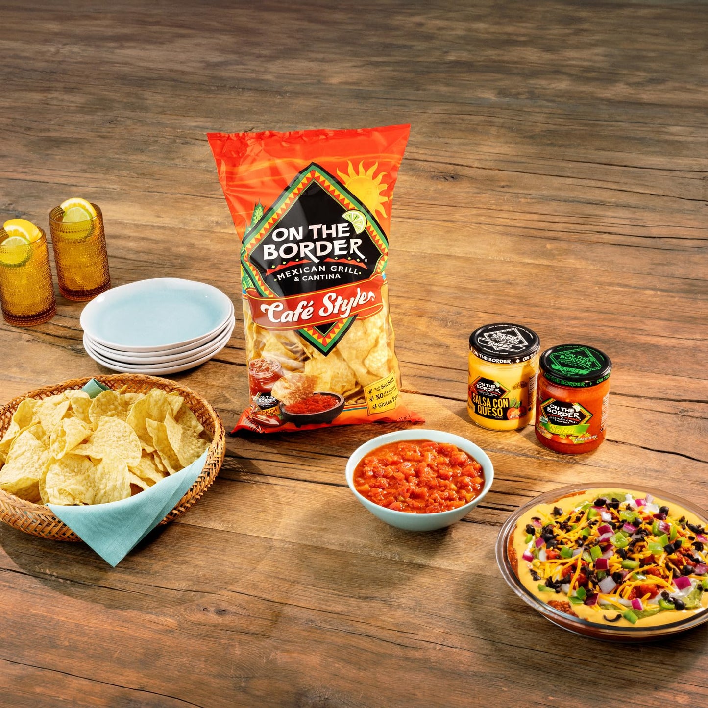 On The Border Cafe Style Tortilla Chips 11 Oz (Pack Of 3)