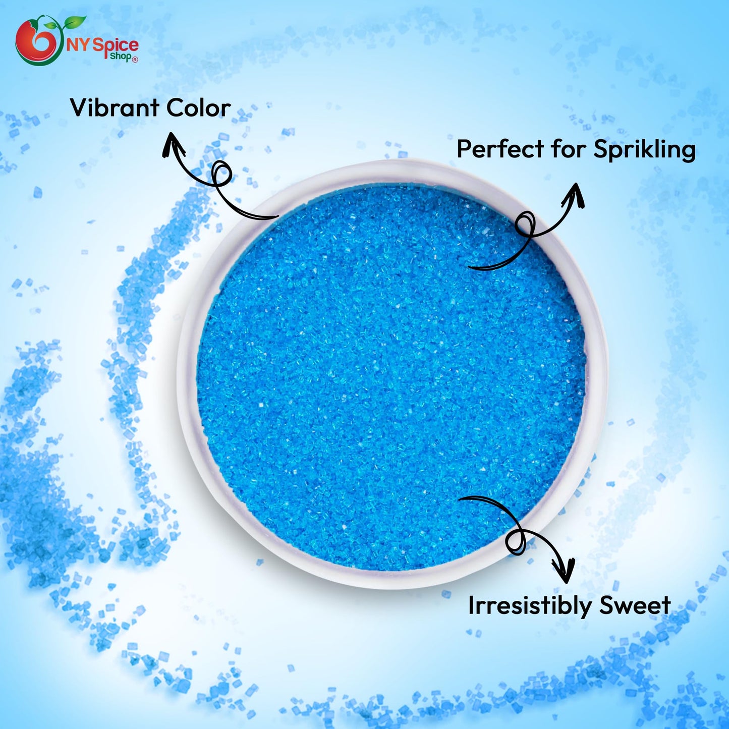 Ny Spice Shop Light Blue Sanding Sugar For Memorial Day - 8 Ounce Sweet Colorful Edible Sprinkles For Candy Dish - Chocolate Spr