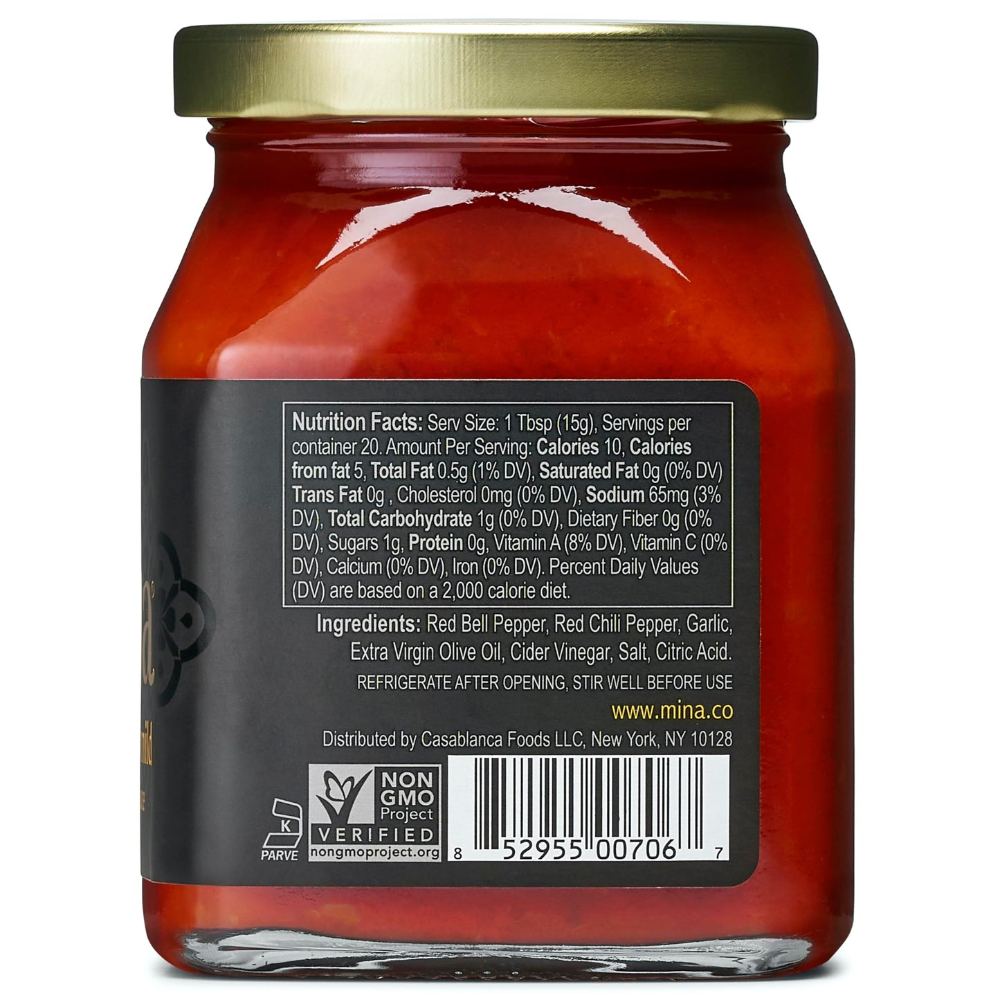 Mina Mild Harissa Sauce, Mild Sauce Crafted with Fresh Red Peppers Instantly Transforms Any Plate with the Lively Flavors of Mor