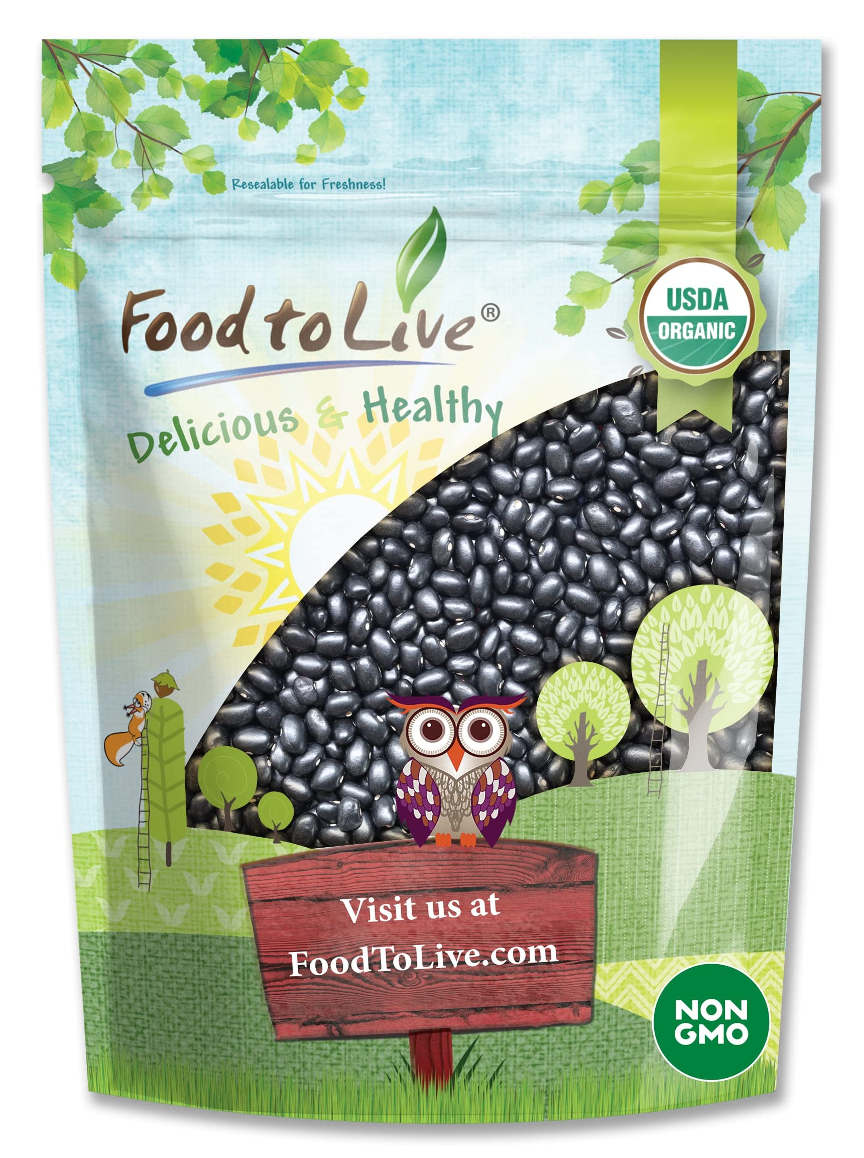 Food to Live Organic Black Beans, Non-GMO, Vegan, 32 Ounce, Bulk, Great Source of Plant-Based Protein and Fiber