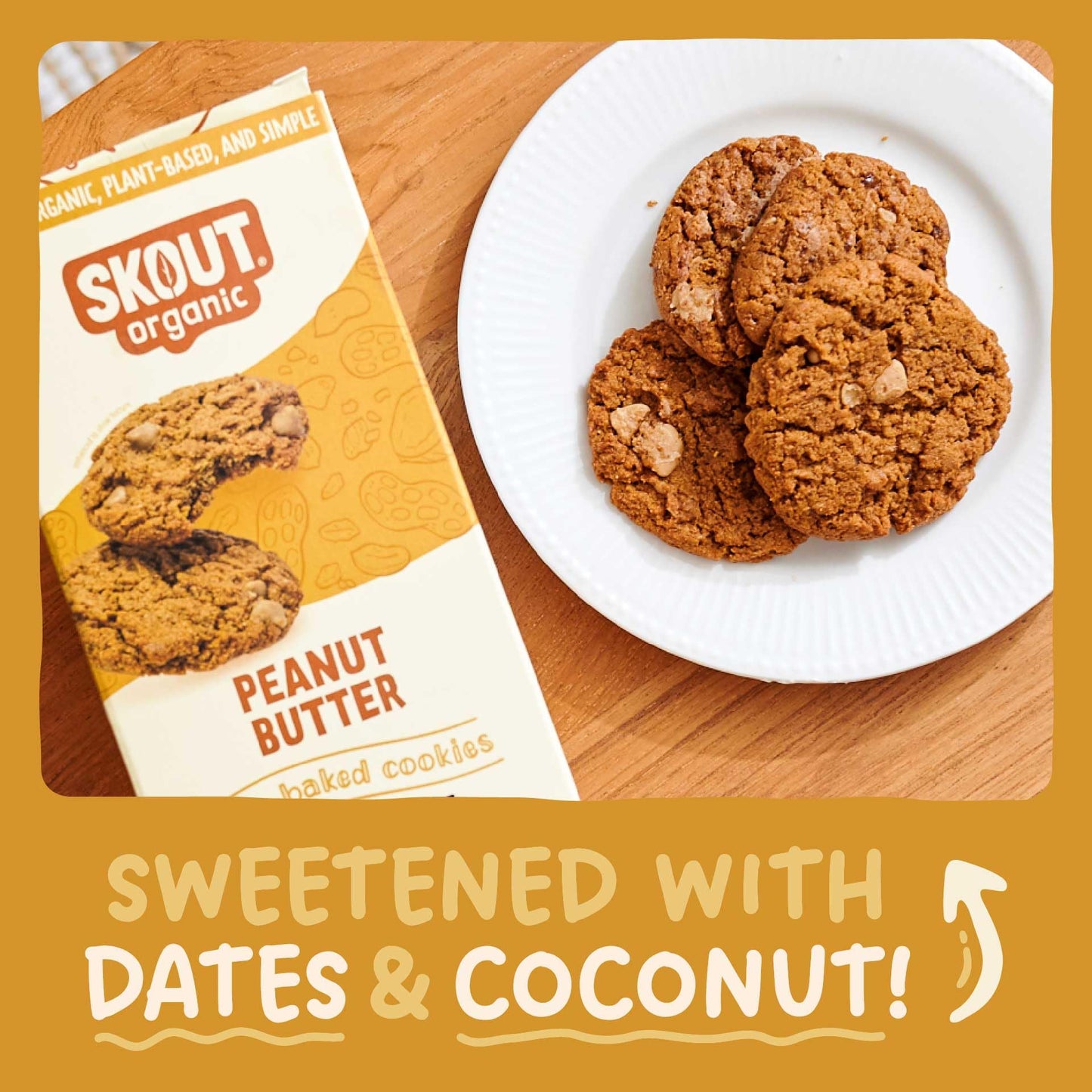 Skout Organic Peanut Butter Soft Baked Cookie (3 Pack) | Soft Baked Cookies | Plant-Based | Vegan | Gluten, Dairy, & Soy Free