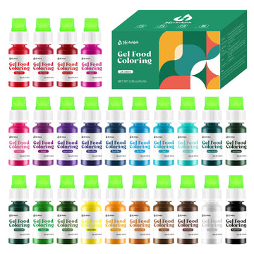 Gel Food Coloring 24 Colors x 0.35 oz Concentrated Gel Based Food Dye Vibrant Icing Colors Neon Food Coloring for Baking Cake De