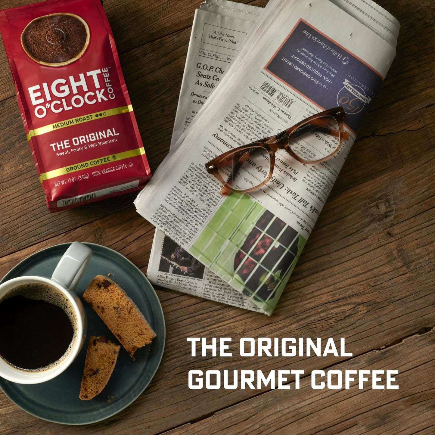 Eight OClock Coffee Ground Coffee, Dark Italian Espresso, 21 Ounce, Pack of 1