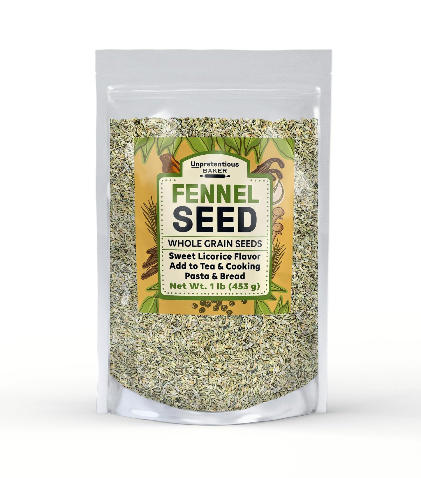 Unpretentious Fennel Seeds (1 lb) Whole Seeds, Use in Teas & Cooking, Fiber Rich, Sweet Licorice Flavor