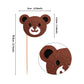 Ercadio Bear Head Cupcake Toppers - 24 Pack, Glitter Paper Jungle Animals, Baby Shower Birthday Party Decorations, Small Size