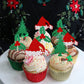24 Pcs Christmas Holly Leaves And Berries Cupcake Toppers Glitter Santa Hat Christmas Tree Cupcake Picks Winter Merry Christmas Theme Birthday Party Cake Decorations Supplies