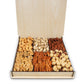 Secret Gardens Monogrammed Gift Basket - Mixed Nuts Gourmet Assortment Tray, Holiday Color, Reusable Wooden Tray