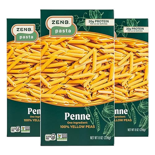 Zenb Plant Based Pasta, Made From 100% Yellow Peas, Gluten Free, Penne, 12 Oz Boxes (Pack Of 3)