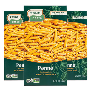 Zenb Plant Based Pasta, Made From 100% Yellow Peas, Gluten Free, Penne, 12 Oz Boxes (Pack Of 3)