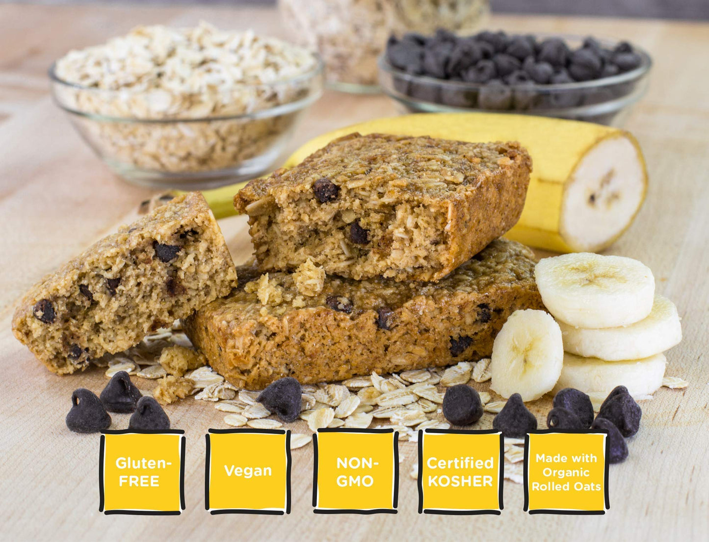 Bobos Oatmeal Bars, Banana Chocolate Chip, Gluten Free Vegan, Pack of 12, 3 Ounce