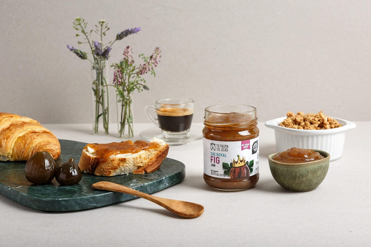 Fig Sugar - No Sugar Added - 2 X 8 Fl. Oz - Natural Sweetness Taste - Made In Greece No Added Sugar Jam, No Preservatives, Glute