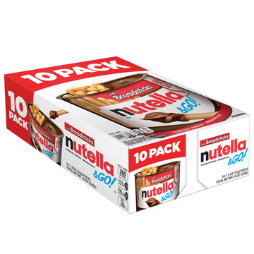 Nutella & GO! Chocolate Hazelnut Spread with Cocoa + Breadsticks, 10 Snack Packs, 1.8 oz Each