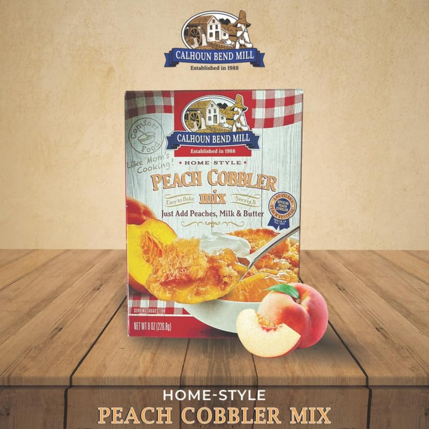 Calhoun Bend Mill Peach Cobbler Mix | Easy To Make Classic Southern Dessert | Versatile Crust Mix For Peach & Other Fruit Fillings | Sweet And Crunchy | Ideal For Baking Enthusiasts - 8 Oz (Pack Of 2)