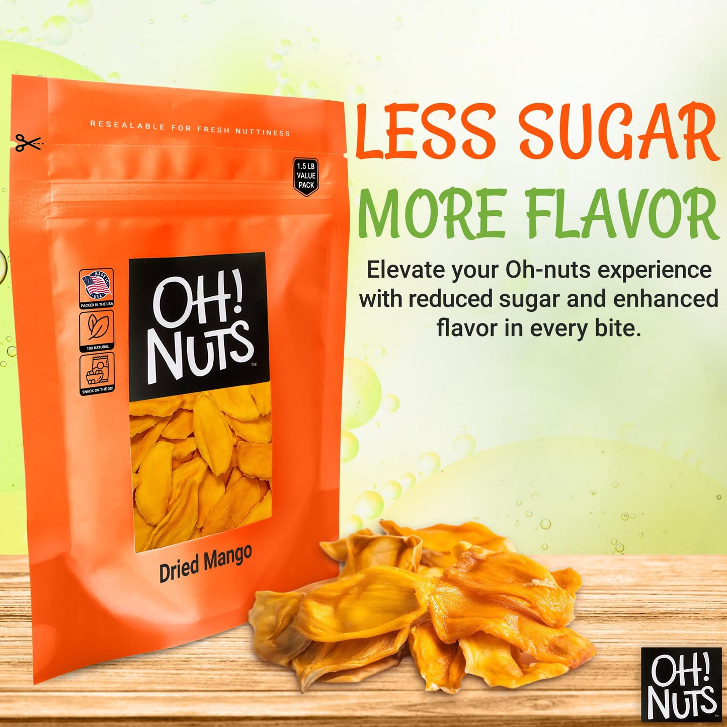 Dried Mango | 1 Lb - Dried Fruit Slices | Dehydrated Fruit Bites | Packed In New York Zip-Seal Bag For Exceptional Freshness By Oh Nuts