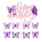 Ephlyn 25Pcs Butterfly Happy Birthday Cake Topper Purple 3D Cupcake Toppers Decorations For Girls Women'S Party Pink