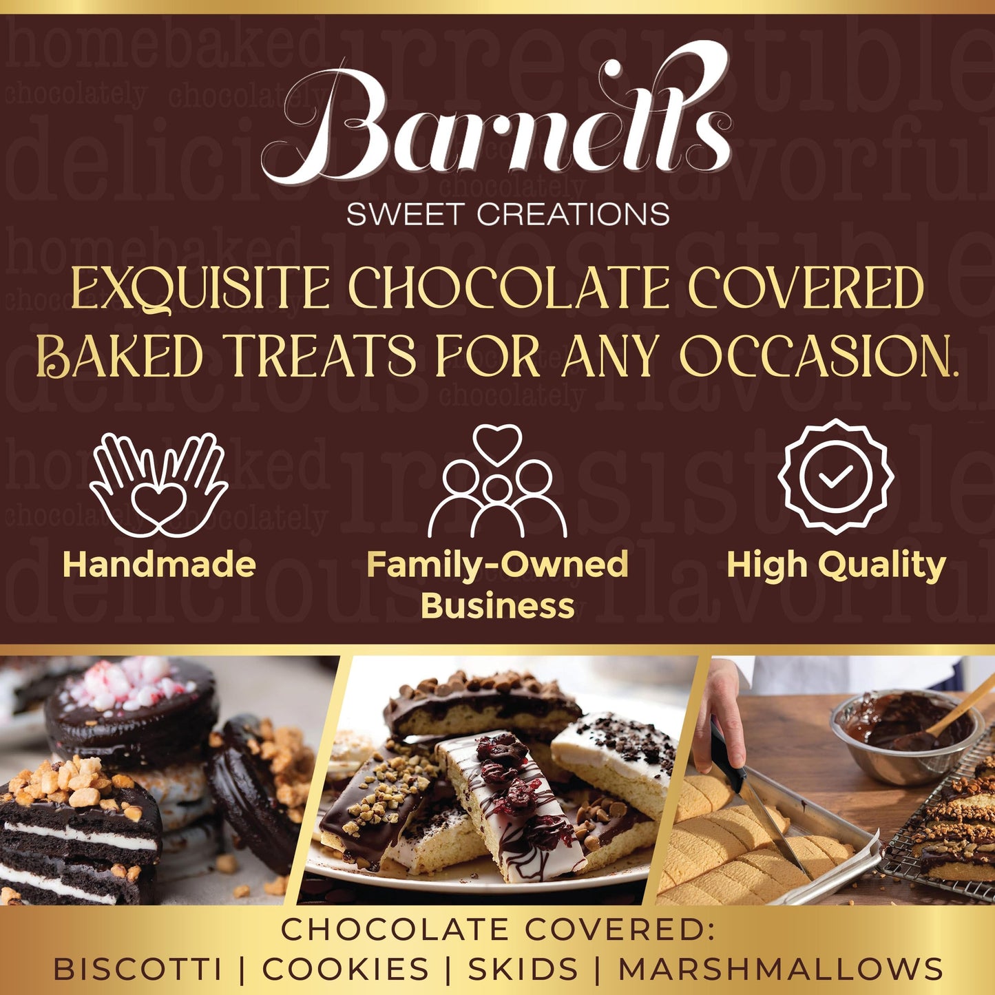 Barnetts Christmas Holiday Thanksgiving12 Chocolate Biscotti Gift Basket  Gourmet Cookies Gifts for Food Delivery  Ideas for Dad  Husband  Brother  Son  Grandfather  Girlfriend  Grandmother  Daughter  Mother