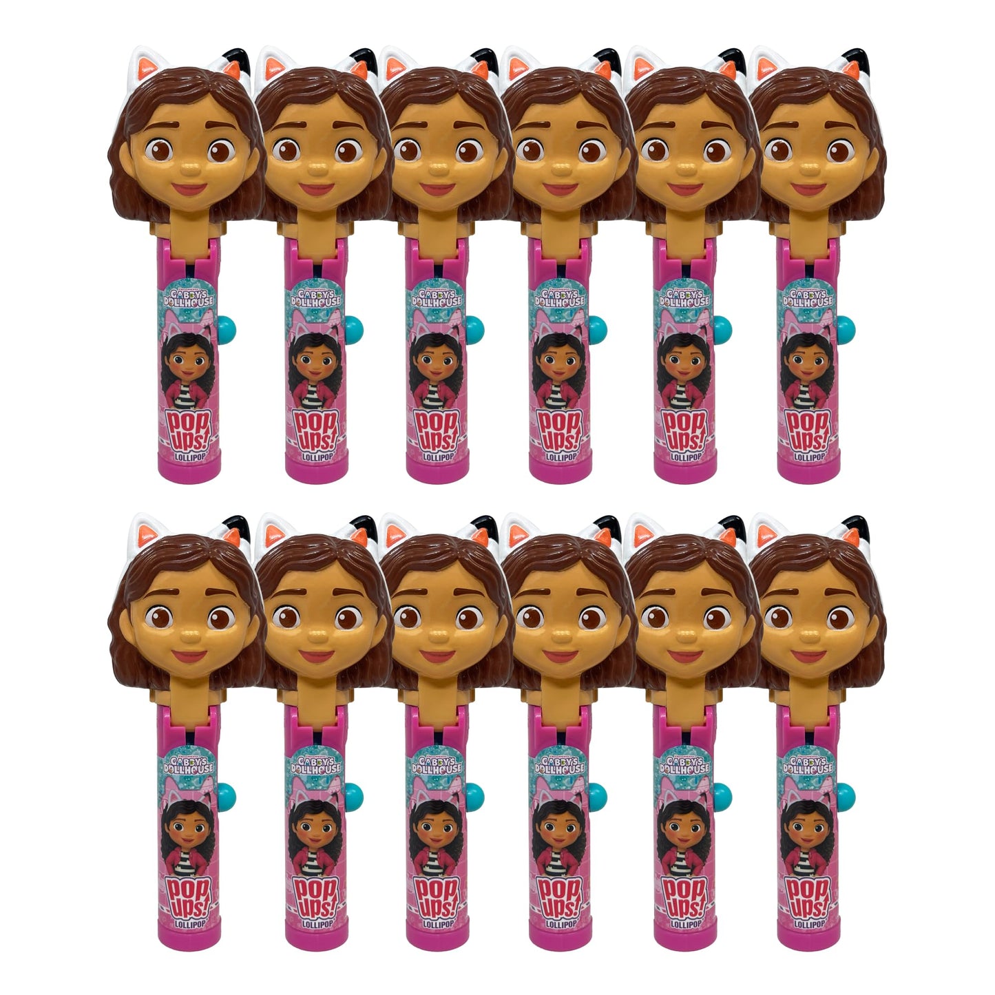 Pop Ups! Gabby'S Dollhouse Lollipop Holder - 12 Lollipops With Cases - Individually Wrapped Candy Party Favors - Gabby'S Dollhou