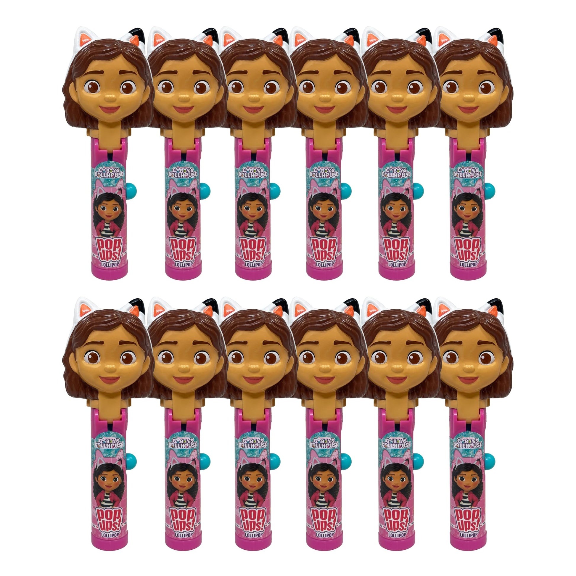 Pop Ups! Gabby'S Dollhouse Lollipop Holder - 12 Lollipops With Cases - Individually Wrapped Candy Party Favors - Gabby'S Dollhou