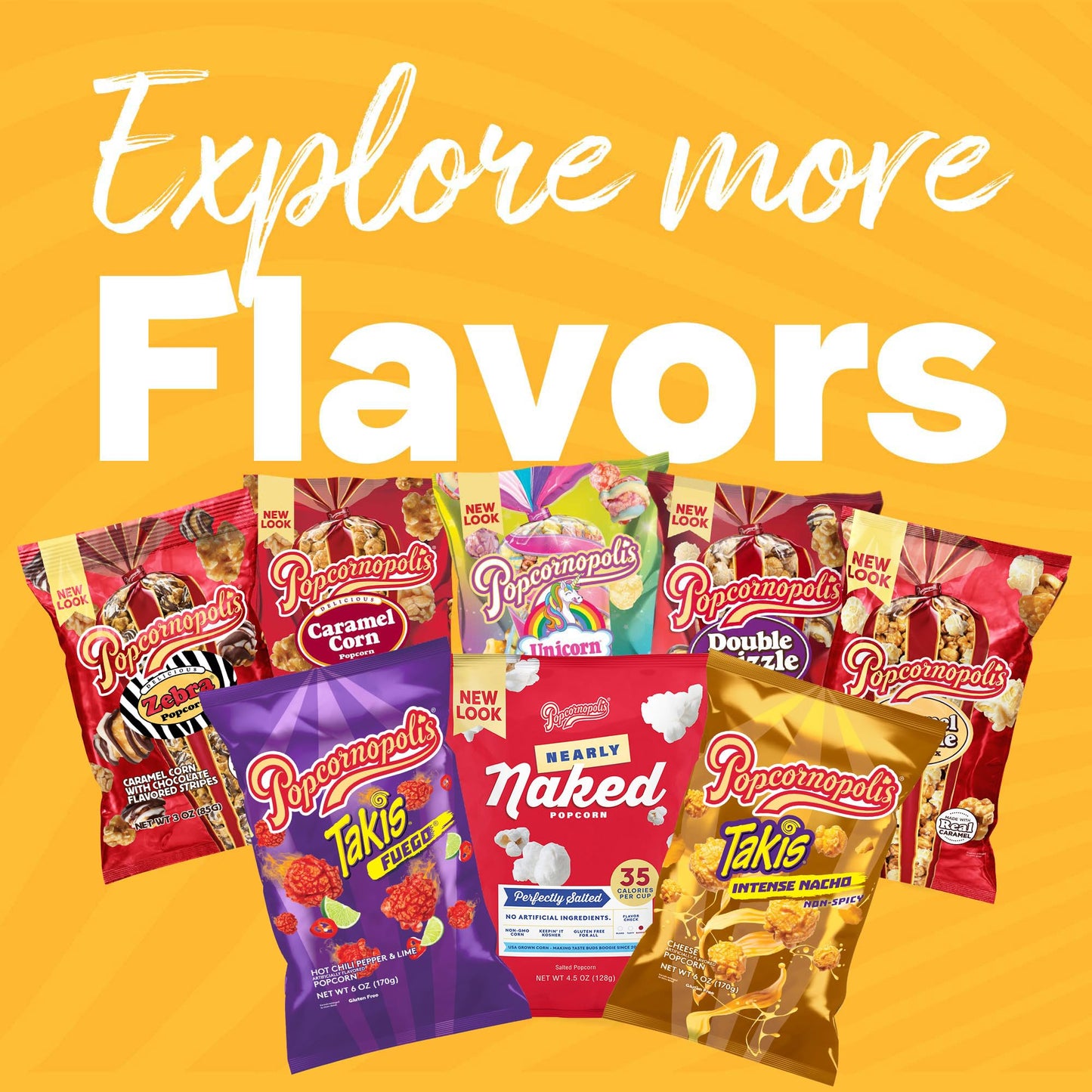 Popcornopolis Gourmet Popcorn  Assorted 40PK Variety Sweet & Savory Snacks  Non-GMO  Gluten-Free